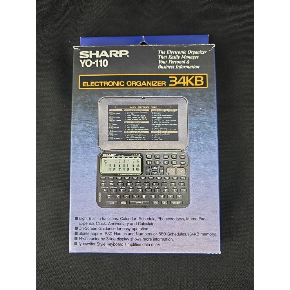 Vintage Sharp YO-110 Electronic Organizer 34KB New Old Stock Complete In Box